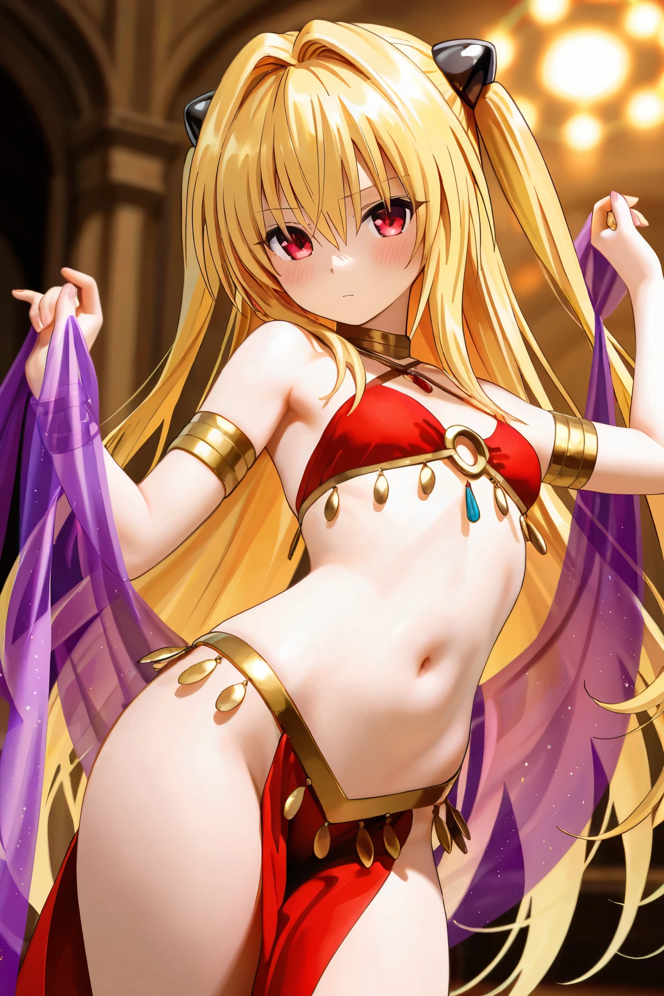 High resolution、masterpiece、One Girl、low length、Slender、bikini、Orange loincloth、DQ6 Barbara、High Ponytail、(((Bright white skin)))、Orange Hair、Dancer、Fire Magic、extinguish a large flame from your hands、Background engulfed in flames、Bright lighting、Anatomically correct