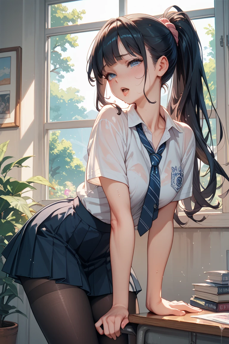 thin girl in sexy school skirt and underwear