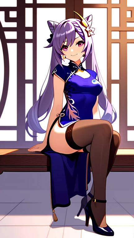 1 woman, mature, High (1.85 cm), looks about 35 years old, have long black hair, straight and shiny, charming fox eyes, majestic black eyes, extremely detailed eyes, perfect eyes, extremely realistic eyes, balanced eyes, long eyelashes, anime style, perfect face, milf face, full red lips, mature, smooth white skin, natural body, sexy body, milf body, perfect hands, detailed hands, arms in proportion to the body, real hands, arm with good anatomy, She was only wearing a loose yellow robe that covered her entire body in a Chinese style decorated with gold and silver with phoenix motifs woven into the robe but still could not hide her extremely large and gigantic breasts. (cup L), very big breasts, stimulate breasts three times larger than her face, Her breasts did not sag as their size remained erect on her body., Leggy, thick thighs, wide hips, wear black socks, full body drawing, have full arms and legs, look at the viewer, The background is a Chinese-style pavilion., pose alone, look at the viewer.