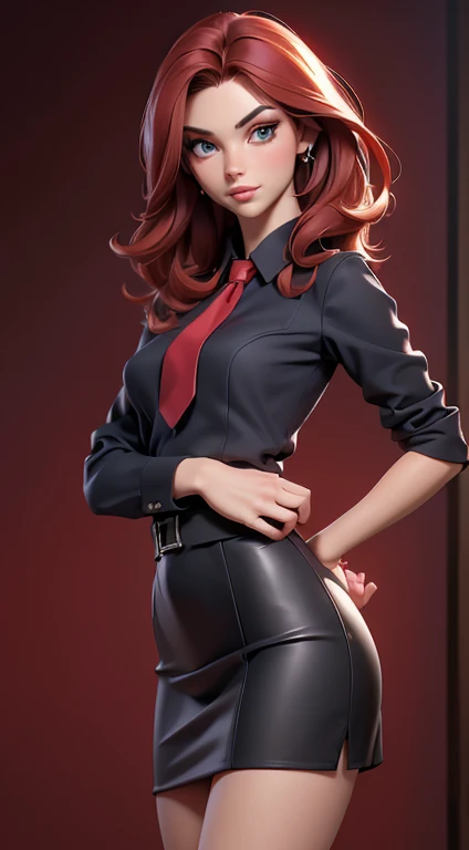 text_awaitingtongue, European, elegant, detailed eyes, detailed pupils, standing, hands on hips, eye contact, erect, red mini skirt, black blazer, perfect body, perfect, toilet, brunette hair, blue eyes, 18 years old, sexy legs, sexy black cotton leggings, red high heels, smiling girl, sexy cleavage, legs apart, sexy thin legs in black leggings, front view, choker