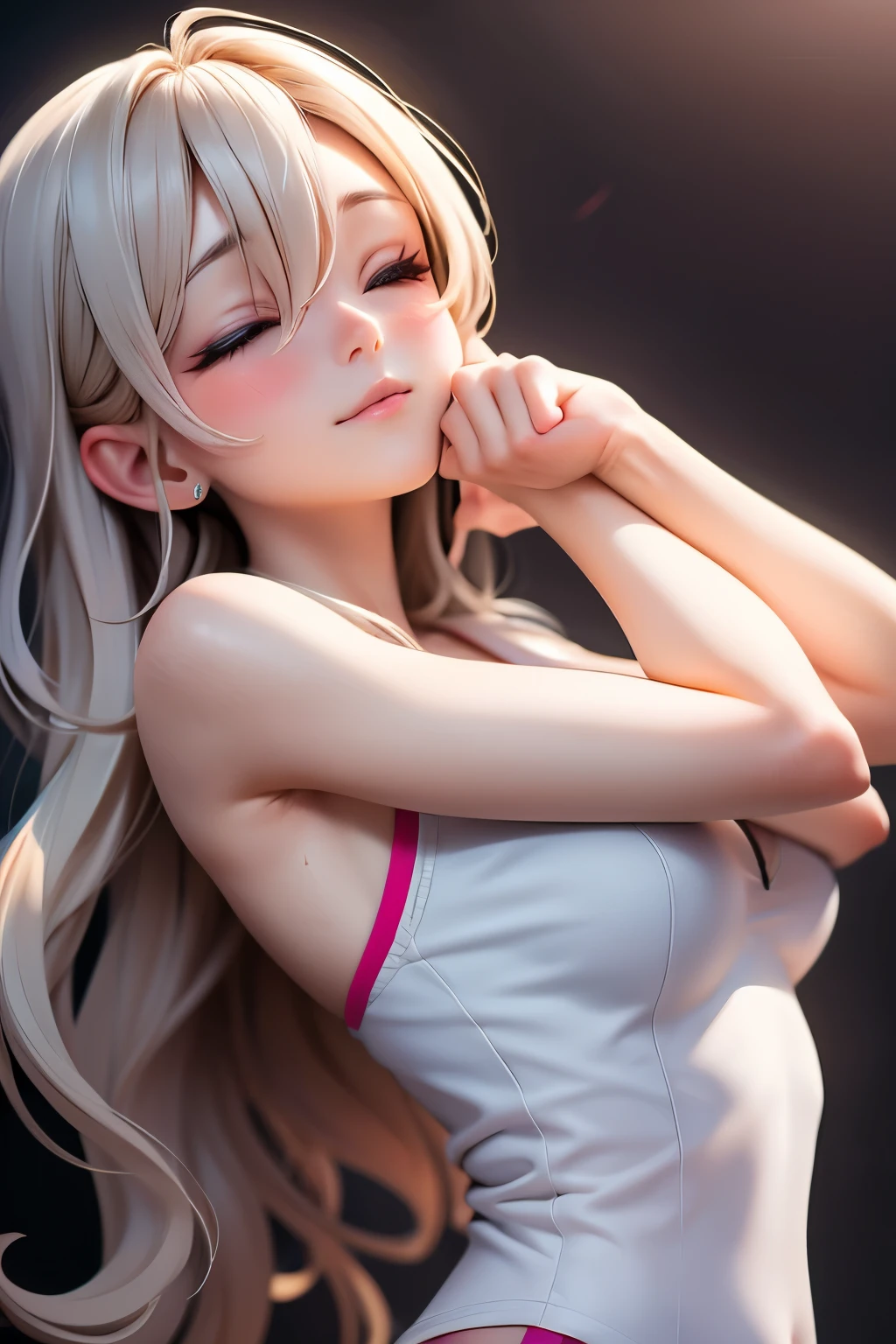 Beauty Age 30 Stretch out your arms and hug me Sweat a lot Kiss close my eyes long hair wave hair