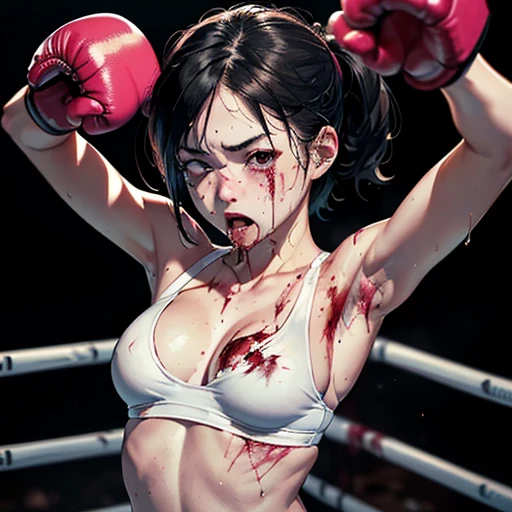 Boxer fighter.bleeding woman .