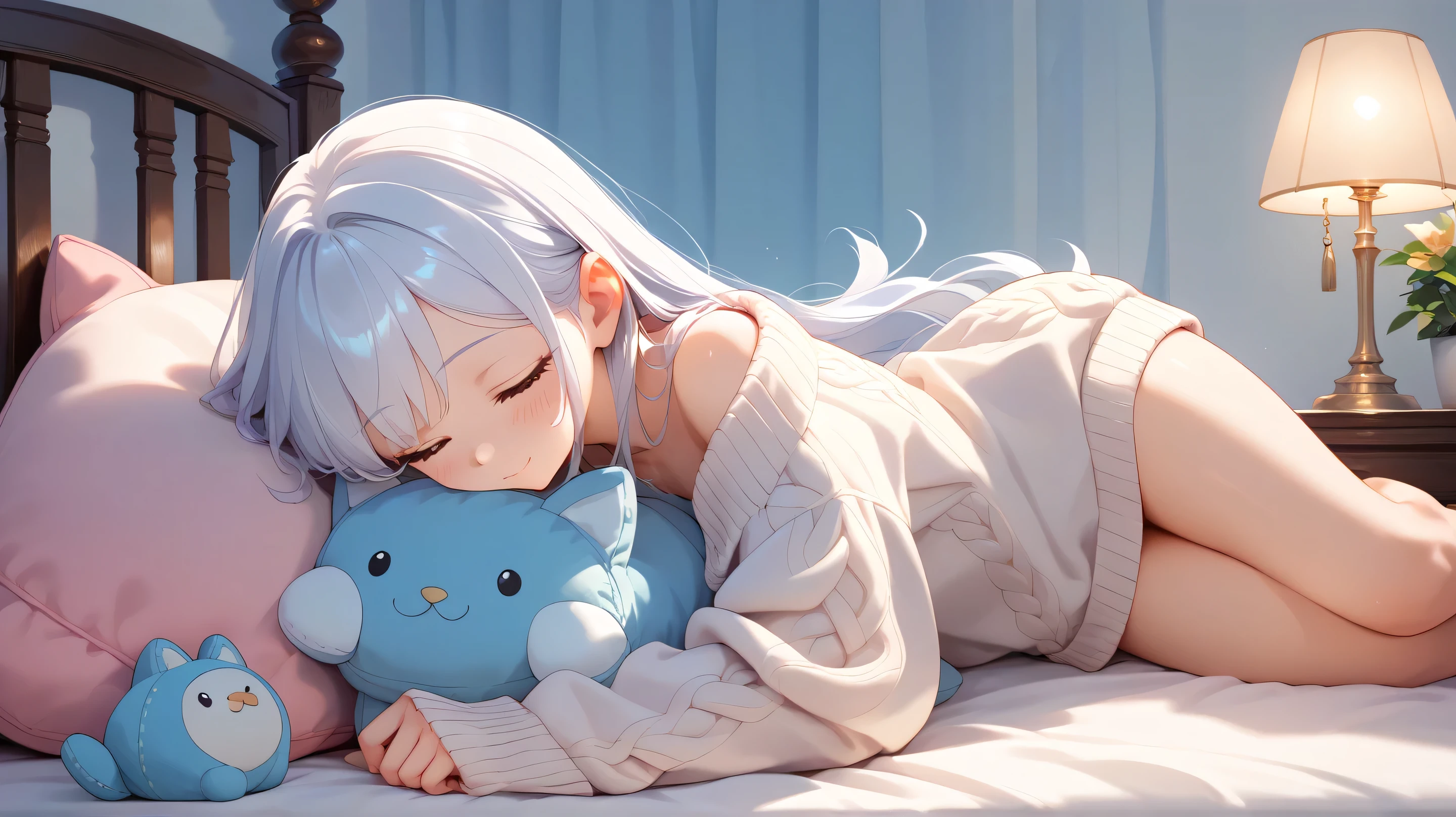 The two-dimensional girl fell asleep,Being licked by someone's feet
