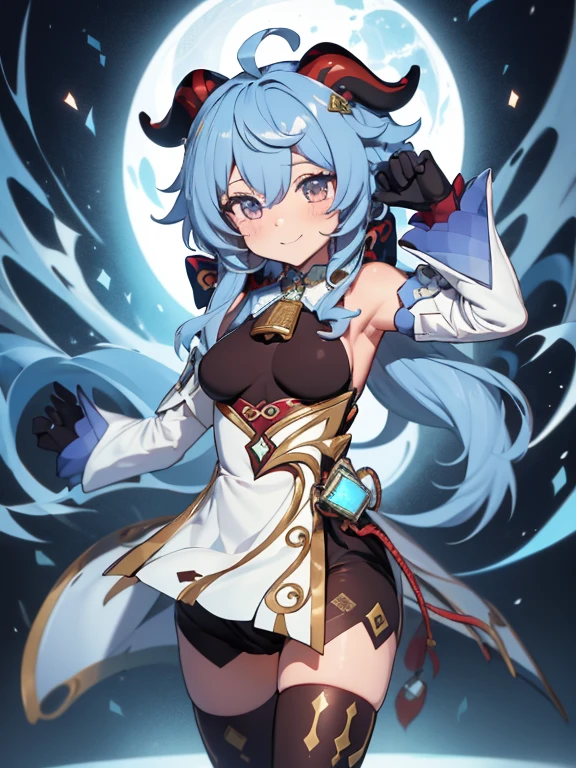  fullcg,Best quality,highest quality, 8k,Soft lighting, Confused, Looking at the audience, alone, smile, Knee socks, Genshin Impact,((low length:1.5)),((chibi:1.5)),1girl,difficult,Cute official outfit,cowboy shot,Ganyu Genshin Impact | Character Lora 1199, long hair,orange eye,