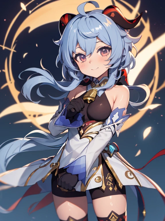  fullcg,Best quality,highest quality, 8k,Soft lighting, Confused, Looking at the audience, alone, smile, Knee socks, Genshin Impact,((low length:1.5)),((chibi:1.5)),1girl,difficult,Cute official outfit,cowboy shot,Ganyu Genshin Impact | Character Lora 1199, long hair,orange eye,