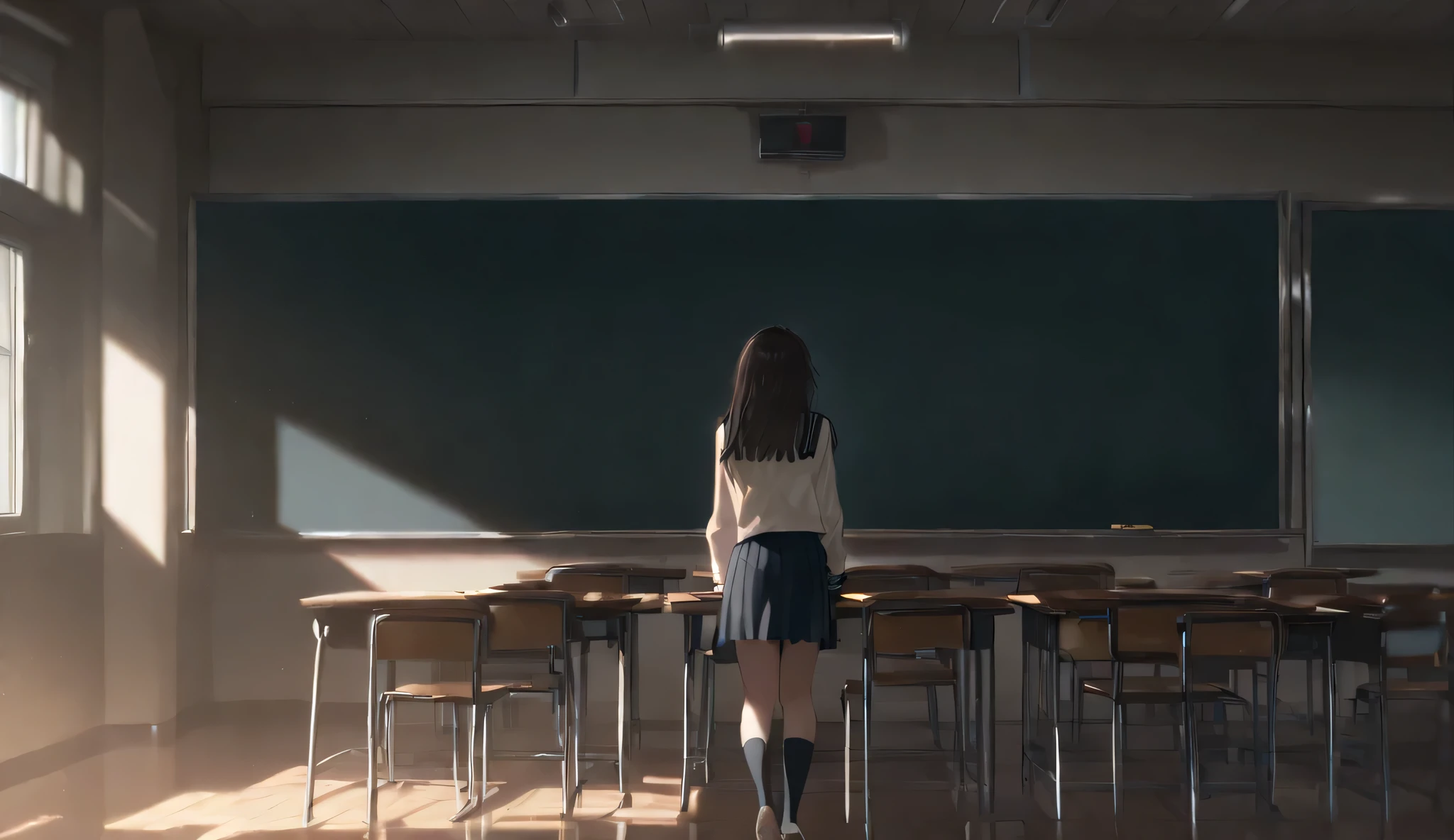 (( masterpiece, )),  high resolution,  8,000, movie light,  high contrast ,School,empty blackboard,graduate, youth