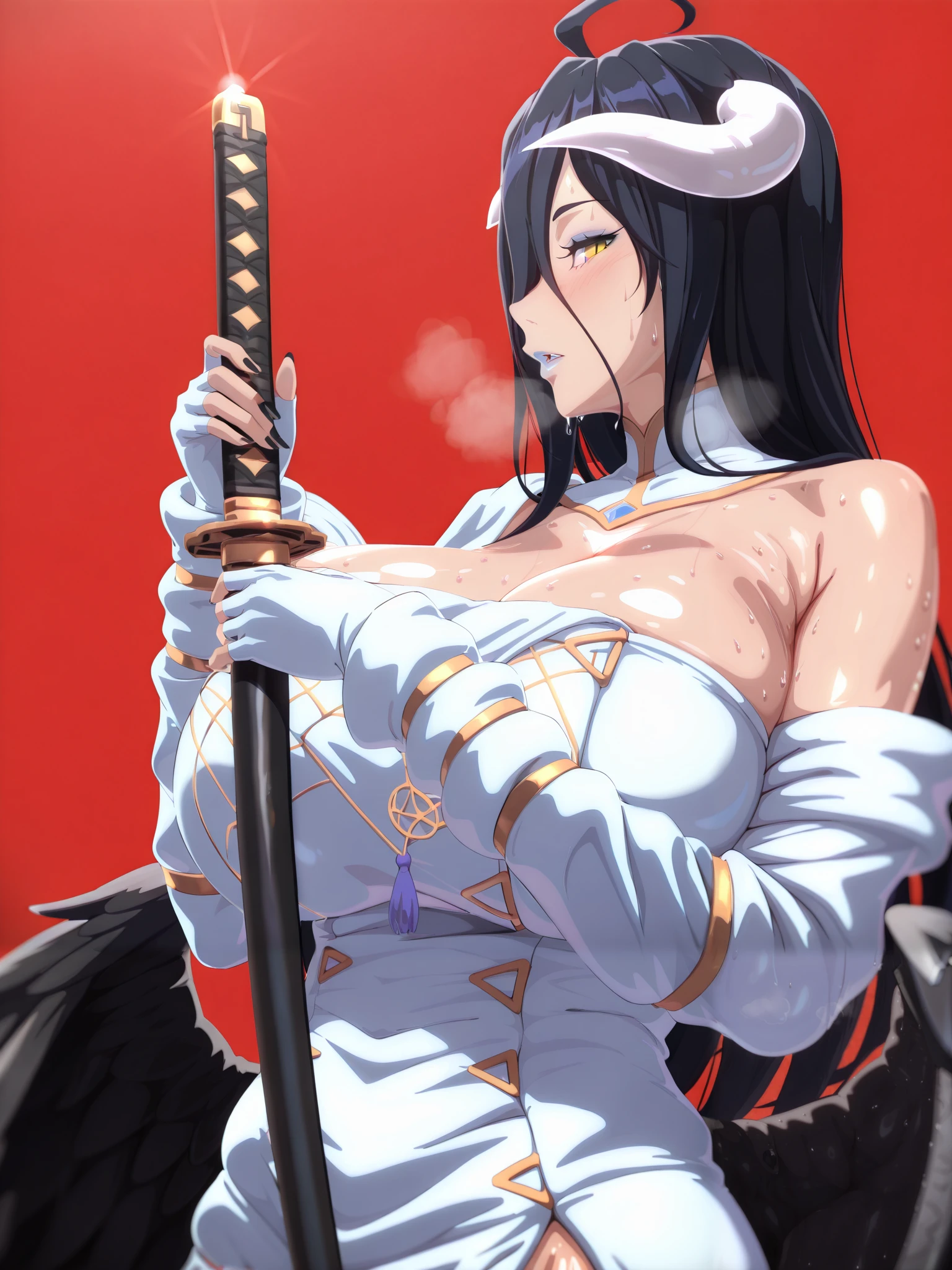 Wear a kimono with a skeleton pattern,Naked Women,Large Breasts,Big Breasts,There is a torii gate in the background.,The genitals are visible,