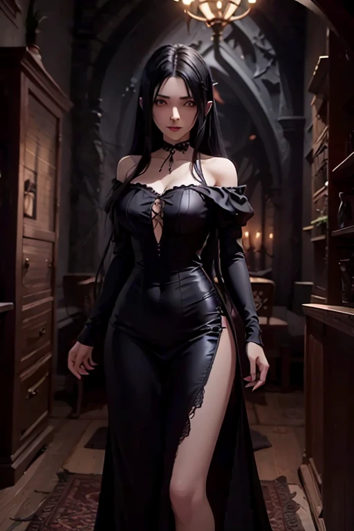 a gothic elf girls, office setting, full body shot, photorealistic, (hi-top fade:1.3), full body shot, seductive close-up shot, sexy, tight wet clothes, long hair,dark theme, soothing tones, muted colors, high contrast, (natural skin texture, hyperrealism, soft light, sharp),