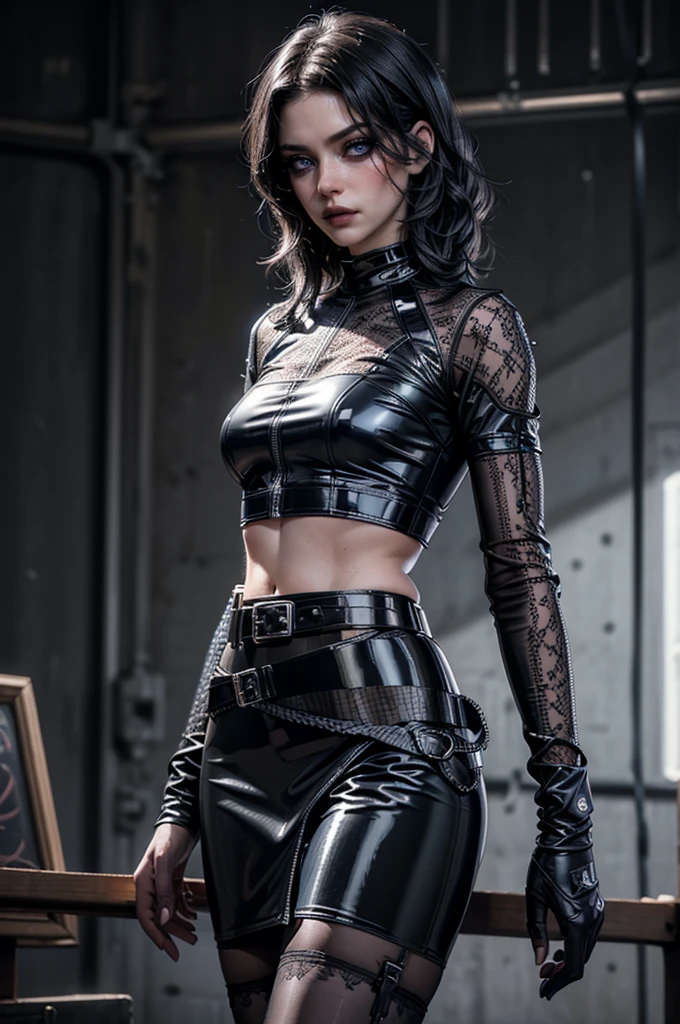 best qualtiy, Full body like,Refined face,pretty face,25 years old woman,slimfigure,Smaller bust,office lady uniform,Office wear,black lence stockings,(Castle background:1.3)