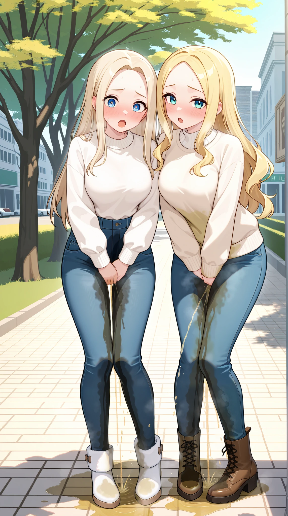Two girls without clothes with small breasts, very beautiful wet blondes with long very curly hair, Schoolgirls, (((very rough brutal anal sex))), Lots of huge black cocks right in the ass, straight into your mouth at the same time. bright green eyes, (((completely naked))), long beautiful legs spread wide, narrow hips, thin waist, Stiletto heels, black stockings, Girls glisten with water and sperm, drops of sperm on the face and body, (((on the knees))), back view, sperm drips from anal, big anal hole, Close-up