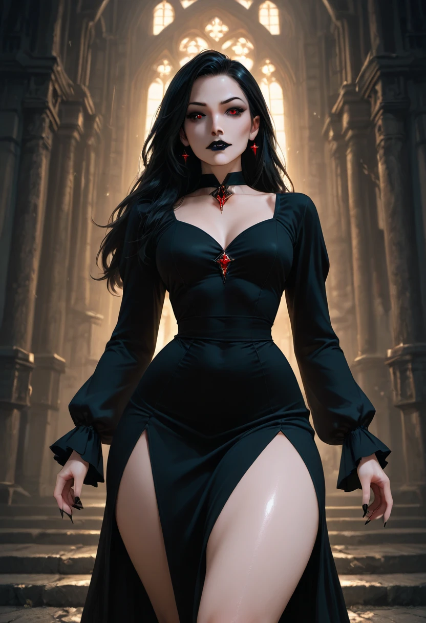 um close up de uma mulher com cabelos ruivos e uma coroa, Beautiful elegant demon queen, rainha feminina vampira bonita, personagem bruxa escura, lovely dark autumn princess, rainha vampira bonita, gothic maiden anime girl, succubus | medieval, design de personagem de alta qualidade, full body commission for, Garota Anime usando um vestido preto, design de personagens : : lo gothic, Rainha das Trevas