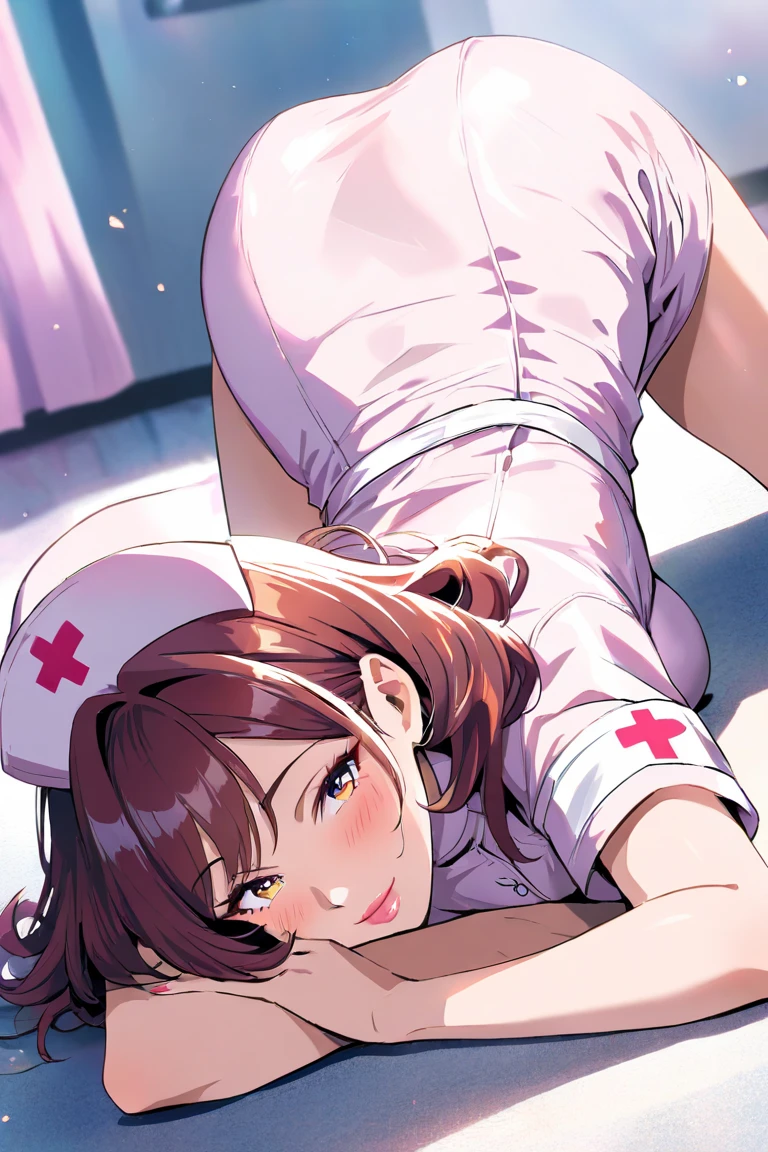 draw me an illustration of a nurse checking a sick patient wit drip

