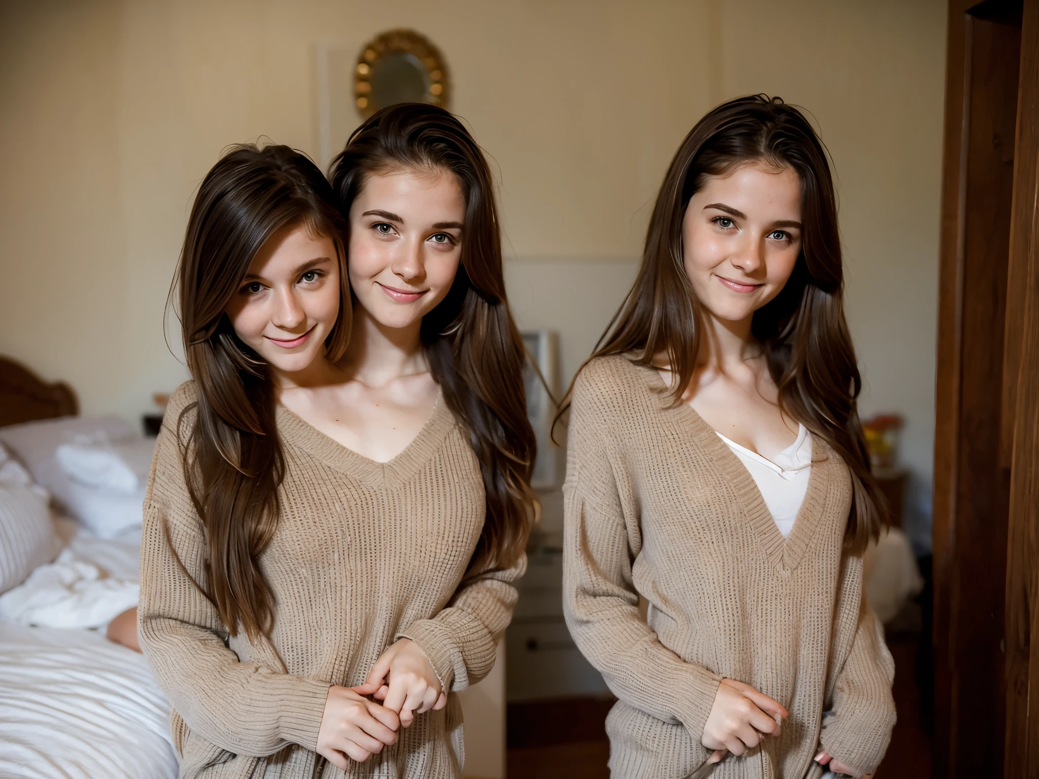 girls in, two girls, 13-year-old, in the classroom (one girl has blonde hair & another has black hair: 1.1), totally nude (hairy), realistic, long hair, jk bow, full body, standing, zoomed out, 50mm, Nikon, f5.2, natural light, 8k, high detailed, maximum quality,