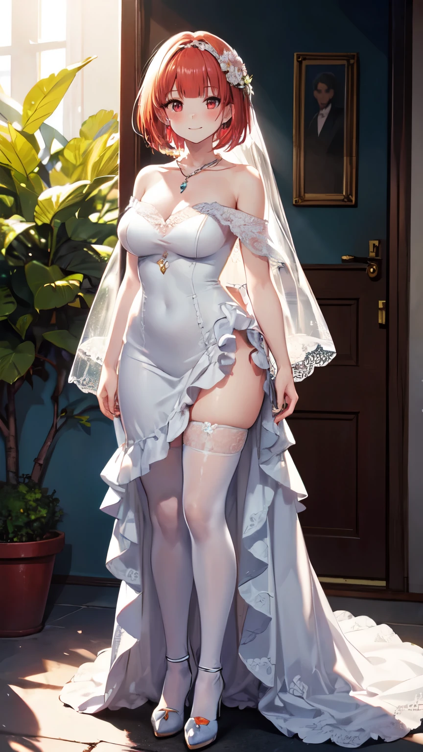 ((bottom view)),1 girl,goddess,Alice,(in wedding dresses:1.4),jewelry,grace,tattoo,(((red lips))), Lips slightly open, lustful smile, clavicle,charming figure,huge breasts,Charming cleavage,((8k, original photo, top quality, masterpiece), HD RAW color photos professional close-up photos, (actual, photorealism: 1.37), (best quality), (best shade), ((erotic, Sexy, ultra high resolution, HD CG unified 8K wallpaper, Physically based rendering, movie lighting),alone,