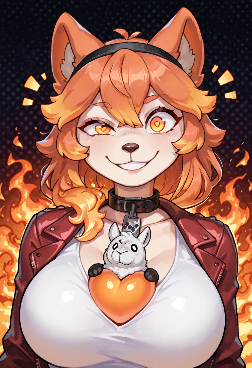 hairy pubic, White fur, hyper cute face, Red element on fur,Medium breast, Glowing T-shirt, Beautiful lights and shadows, ambient lights, Ultra-detailed fur, volumettic light