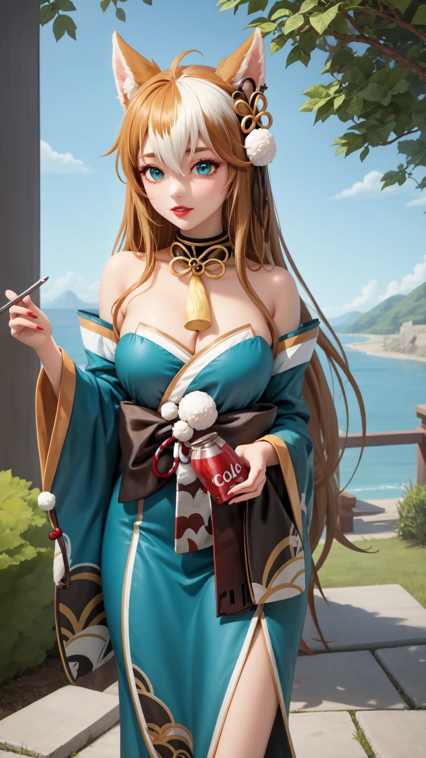 最high quality、Best image quality、masterpiece、With a girl((cute、、Best Bust、Medium Bust、Bust 85,Beautiful Blue Eyes、Spread your chest wide,Blonde lointail、Slender、The best valley、、Blue sleeveless shirt、White shorts,Show the whole body、Blue Mesh,Leaning forward greatly、Blue hat、Blue Intercom,Face Paint))high quality、Beautiful art、background((summertime、White table、White chair、shaved ice、)),Tabletop、Exquisite design、Visual Arts、Depth of written boundary、Best lighting、Highest detail、8k