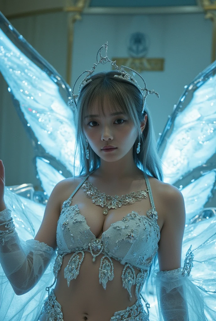 look up, 8K, masterpiece, Most detailed, Highest quality,, create a sense of fit, Cute Girls,Side Tail, (Wet),Sun light,((wedding)),pubic hair,Veil,(((bride))),((show off)),(ふっくらとしたNipples),Ecstatic expression,Outdoor,White lace,Nipples,Ample breasts,Saggy breasts,Hime cut,One female,Glowing Skin