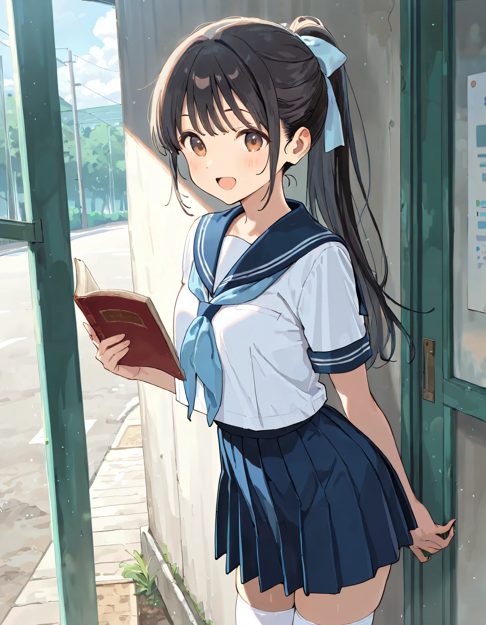  (Three boys and one girl) ,School uniforms、mini skirt、expensive,(Inside a Japanese train、reading、I read a book),、Calm expression、The men are laughing、、Long Hair、They hesitate,Sweaty body、Wet Hair,  Underarm, Mid-chest,Realistic nipples, Realistic butt crack , (expensive色彩彩度:1.0),  (Very detailed肌), (Highest quality:1.0), (Ultra-high resolution:1.0) ,(Realistic:1.0), (Very detailed:1.0), (8k, RAW Photos:1.1)、(Touching your own with your hands)、(A man is touching her breasts from behind)、The man behind、Grab your chest、、Squirting、Center of chest、Spread your legs、Yoshizuki Iori、Standing