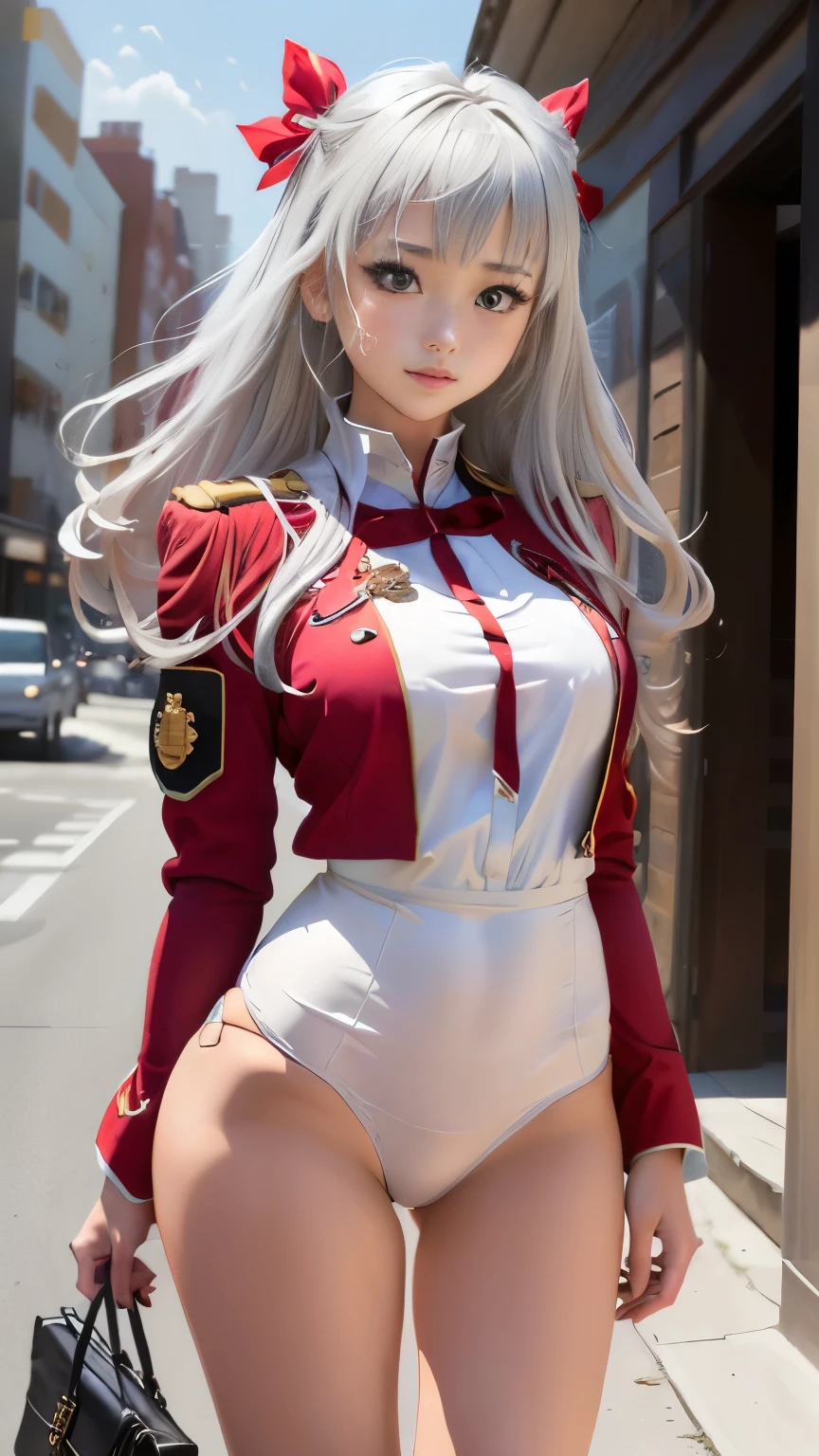 a woman in a miniskirt suit has a miniskirt , 赤い白いMiniskirt Uniform, White panties are visible from the silver miniskirt ,A woman in a miniskirt 性を装ったエドワード・コーベット, Anime The Chamba , a woman in a red dress like a retrofuturistic heroine has a miniskirt, Miniskirt Uniform, White panties are visible from the silver miniskirt ,A woman in a miniskirt