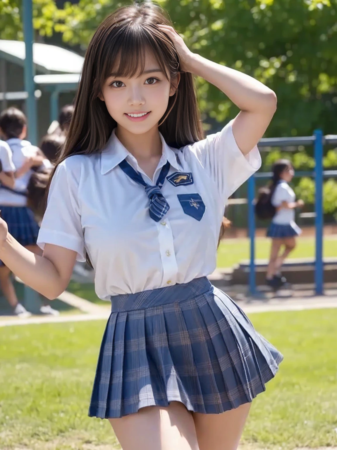 schoolgirl, senior high school, Flying soap bubbles