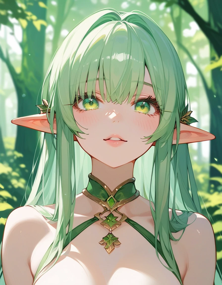 (Very detailed 8K wallpapers), medium plan,mythical_beings forest spirits male humanoid horns green_eyes, leaves, Antlers, folklore, Slavic_mythology, an intricate, higly detailed, dramatic