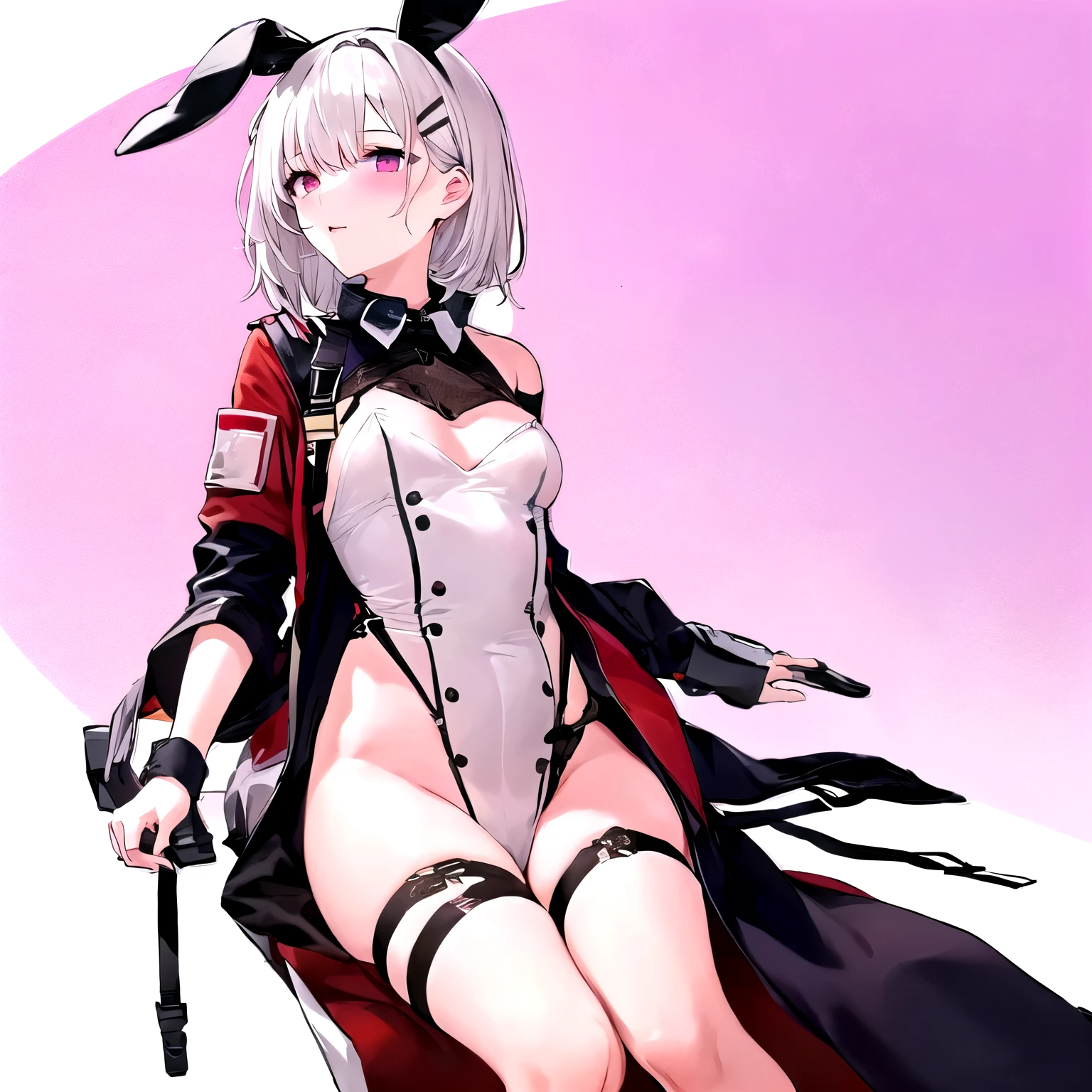 Girl, short, flat chest, bunny girl suit