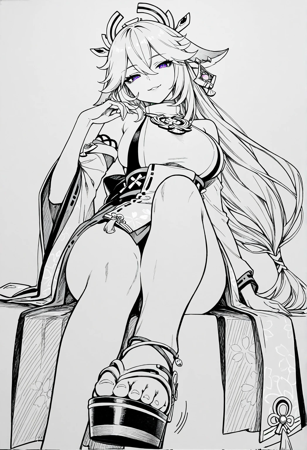drawing of a girl in a dress sitting on a table, extremely fine ink lineart, pencil and ink manga drawing, traditional drawing style, anime drawing, line sketch!!, loose linework, anime sketch, (inktober), sketch art, detailed fanart, anime style drawing, loose pencil sketch, beautiful drawing style, realistic sketch, black and white sketch, ink manga drawing