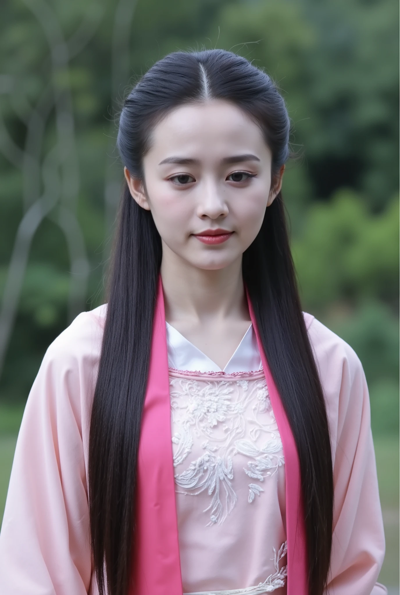 Chinese Cheongsam,Tang Sancai style,girl,Northern Europe,White skin,Extra long hair,Black Hair,Straight Hair