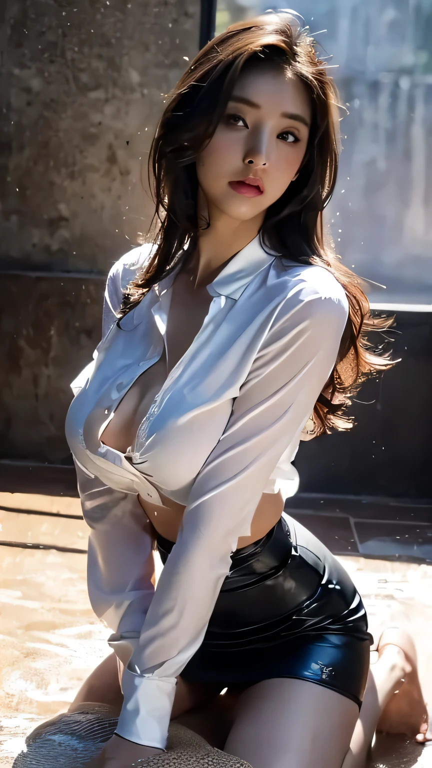 16K quality、highest quality, It is high resolution., Real photo、Realistically、Realistic texture、Full body portrait、((Luxurious mansion))、((((Very beautiful maid)))、(((Lift up your blouse、Lifting up her blouse to show her bra、Lift up your skirt、Intentionally showing panties from under her lifted skirt:1.2)))、KPOP Idol、(c cup breasts)、((blue eyes))、(High cut high leg white panties)、Be sexually aroused、Ecstatic facial expression、((White long sleeve blouse、Black Mini Skirt、White bra))、garter、White Stockings、 ((Beautiful shiny blonde hair、Semi-long hair、Put one ear out ))、(c cup breasts)、((blue eyes))、((High cut high leg white panties))、choker、Beautiful legs、Embarrassing、(Big eyes、No makeup、Very beautiful and subtle makeup, Light makeup,)、Perfect body、Perfect hands、Perfect Fingers、Detailed and beautiful thin lips、A clear, beautiful face and well-proportioned eyes、Highly detailed eyes and face、A neat nose、Thin eyebrows、(Perfect Eyes)、Realistic Light、 (Soft Light, High quality, Smooth and sharp, 10x pixelation, Beautiful eyeshadow), Cute round face, Plump thighs、Accentuate your thighs、Hairstyle with bangs、Slender body、slim、Light-reflecting skin、Model Body Type、Detailed fingers、Beautiful Eyes、Long eyelashes、8Head to Body、Low - Angle、The light reflected in your eyes、Smaller face、double eyelid、Big Eyes、Lip gloss、Looking away、Background blur、Movie lighting from the front、Light on face
