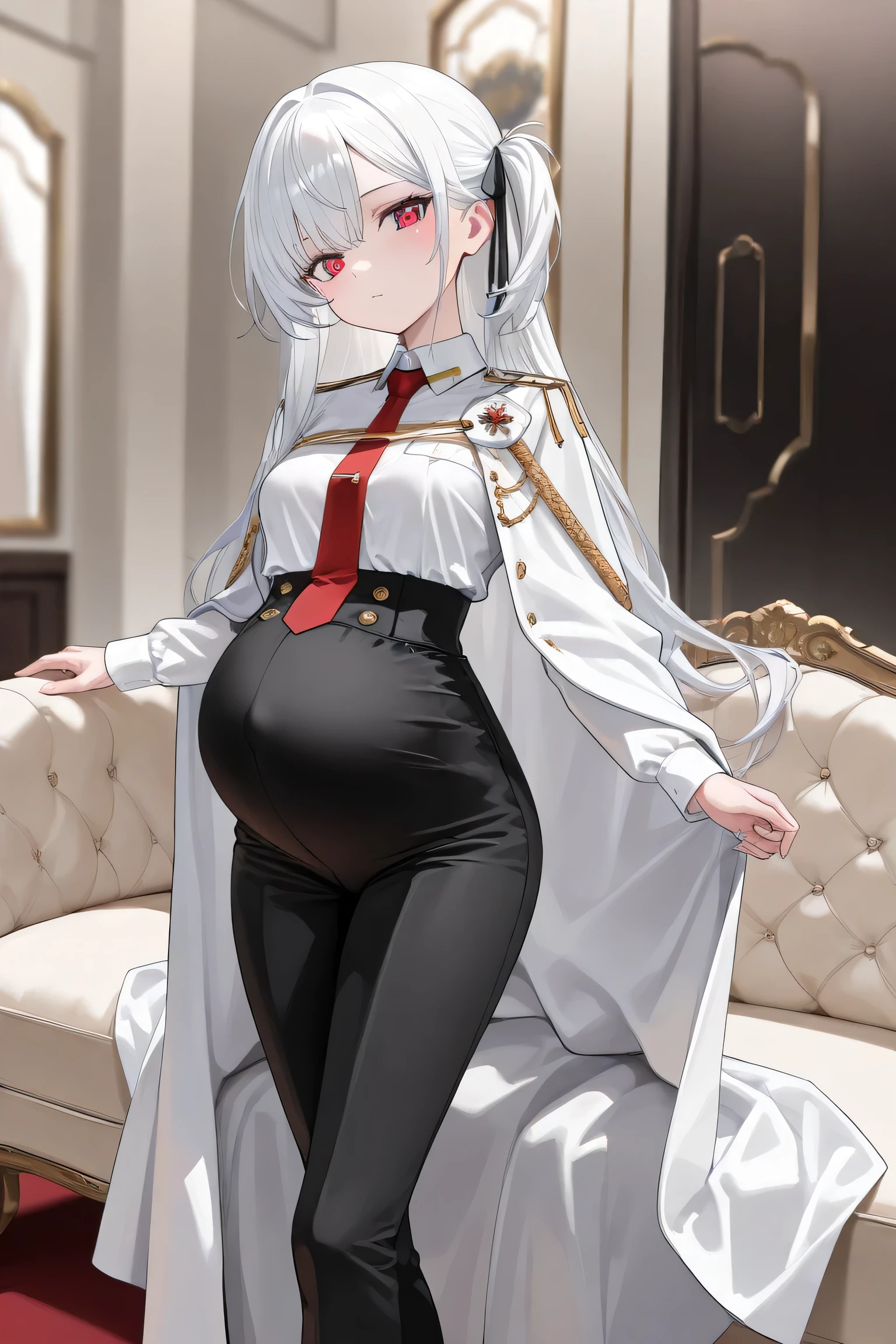 Anime - style image of a woman in a white dress and red tie - SeaArt AI
