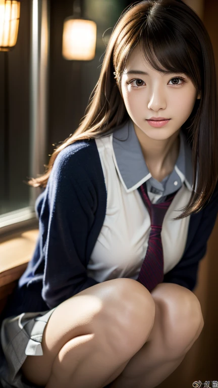 (Squatting and spreading your legs wide:1.9、A girl showing off her white panties)、Front low angle:1.5、(White blazer uniform、White and purple pleated skirt)、((highest quality)), (Super detailed), (8k ),Raw color photography, Professional photography, Great face and eyes, Skinny、Model Style、Outdoor、Natural light:1.4、((Focus on panties))、(Light shines on panties)、Blonde Hair、Mesh Color、Small breasts:1.3、Earrings、Hands on cheeks、Thin thighs、smile、