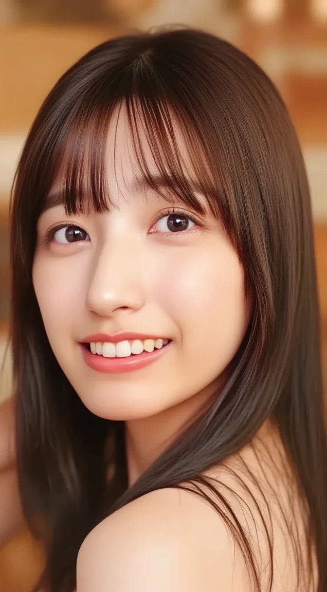 (8k), (highest quality: 1.2), (Realistic), (Realistic: 1.37), Ultra-high resolution, 1 girl, Head to knee photo、cute, smile, Mouth closed, Beautiful details, Beautiful Nose, whole body, Wet Hair, Giant Dulcefo, pork, , Large 、Saggy breastsreasts、Voluptighs、Odd Eye、Heterochromia iridis