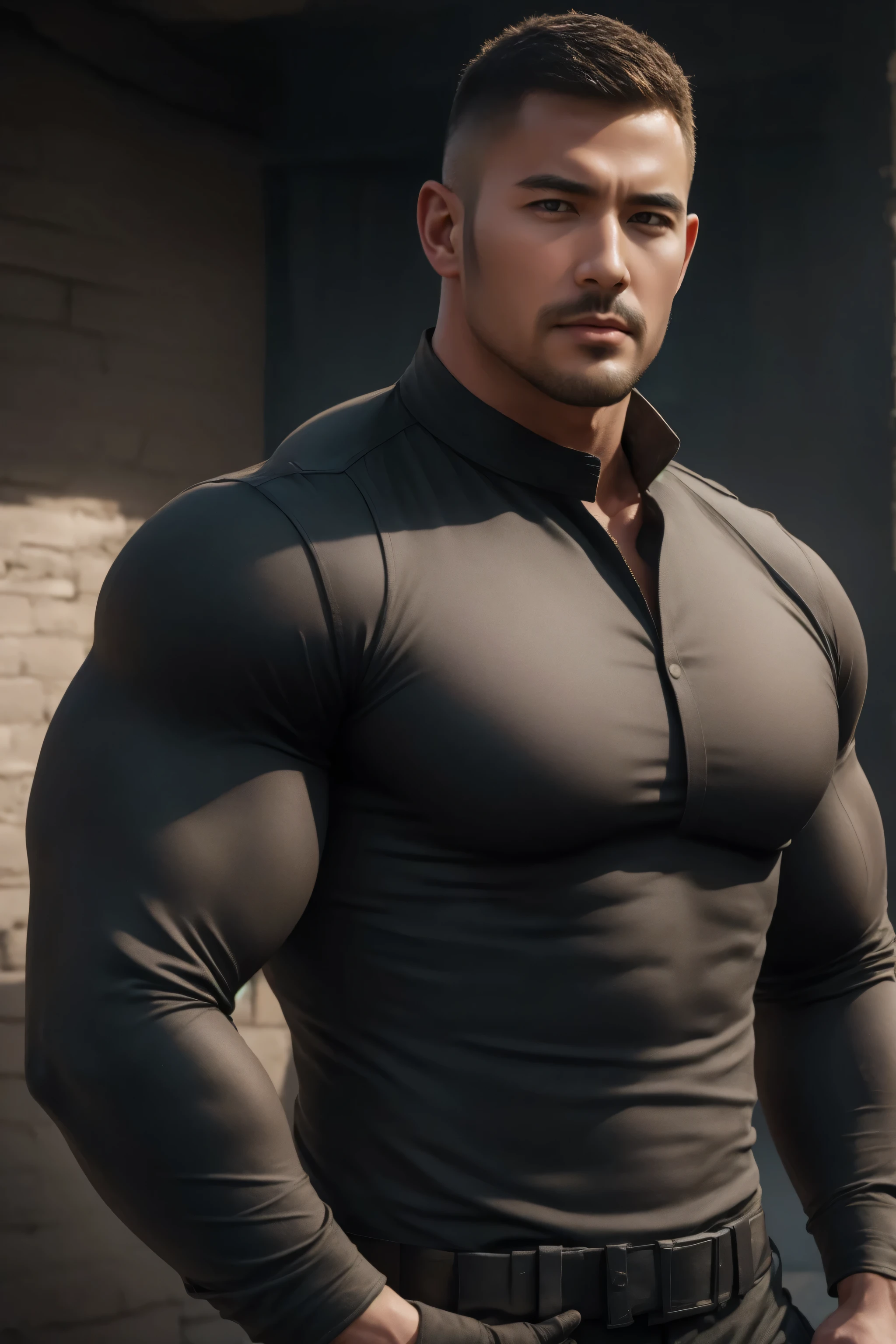Indian Muscular male security guard with open mouth,Chris Redfield,Wear a tight tee shirt,expression sad,He frowned aggrievedly。。。。。。。。。gem-like eyes,Tall, Burly and strong,Thick thighs,He was laying on bed in the living room of a luxury villa,Luxurious warmth in gray tones。。。。。。Highest resolution,the highest picture quality,Extremely optimized facial features,Detailed depiction, full body shot, showing His perfect( penis) is (coming out) of his pant,masterpieces, seductive, erotic, exotic penis, nudity, pornography