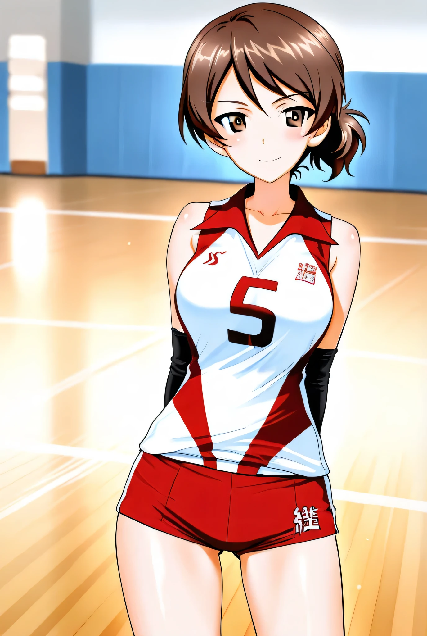 kawanishi shinobu \(girls und panzer\),volleyball uniform,1girl,solo,
