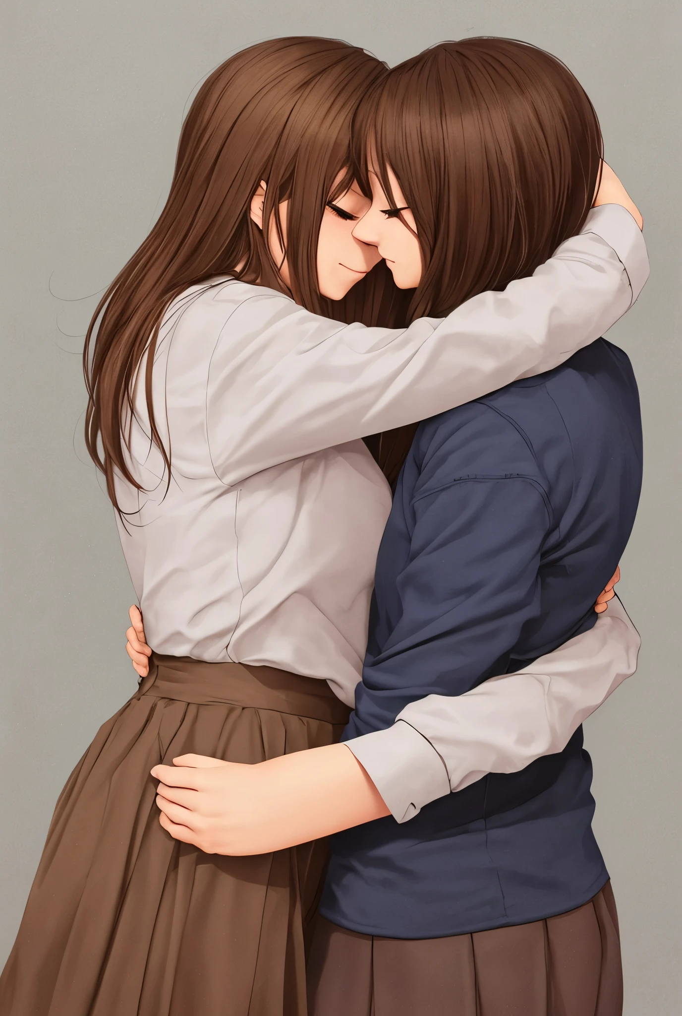Hugging each other
