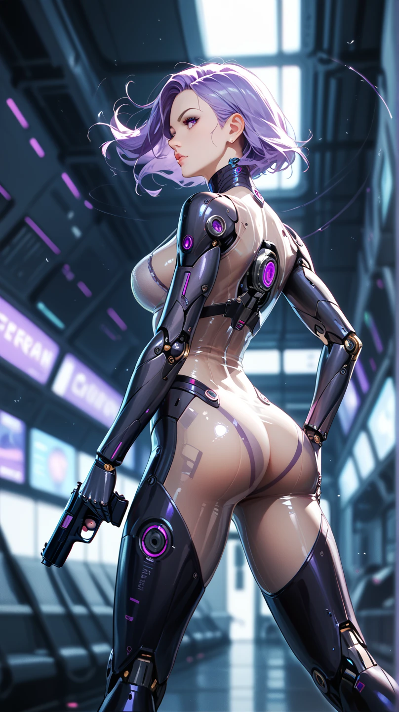 Female naked cyborg,NSFW,erotic posing,fantrome,Hentai,kawaii,Manga,inspired by Takashi Murakami,kawaii,Stylish,,busty, Pubic hair,Glamour,blue color tone,Psychedelic Costume,Armored,Cyberpunk dystopian girl,Fantastic Dystopia,Dystopian landscape,bladerunner,Ghost in the Shell,Photorealistic,Psychedelic and colorful tones,Posing,Armed,guns,arma,masutepiece,ultimate detailed,8K,Detailed background,Photorealistic,Ultra High Resolution,masutepiece