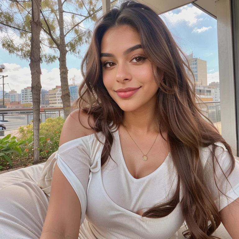 mulher araffe sentada na cama tirando uma selfie com o celular, lorena avarez, Mulher de 30 anos de Cuba, Alanis Guillen, fernanda suarez, 2 modelo feminino de 4 anos, modelo do instagram, 18 anos de idade, Marischa Becker, com cabelo comprido, Karla Ortiz, colombiano, Violeta Myers