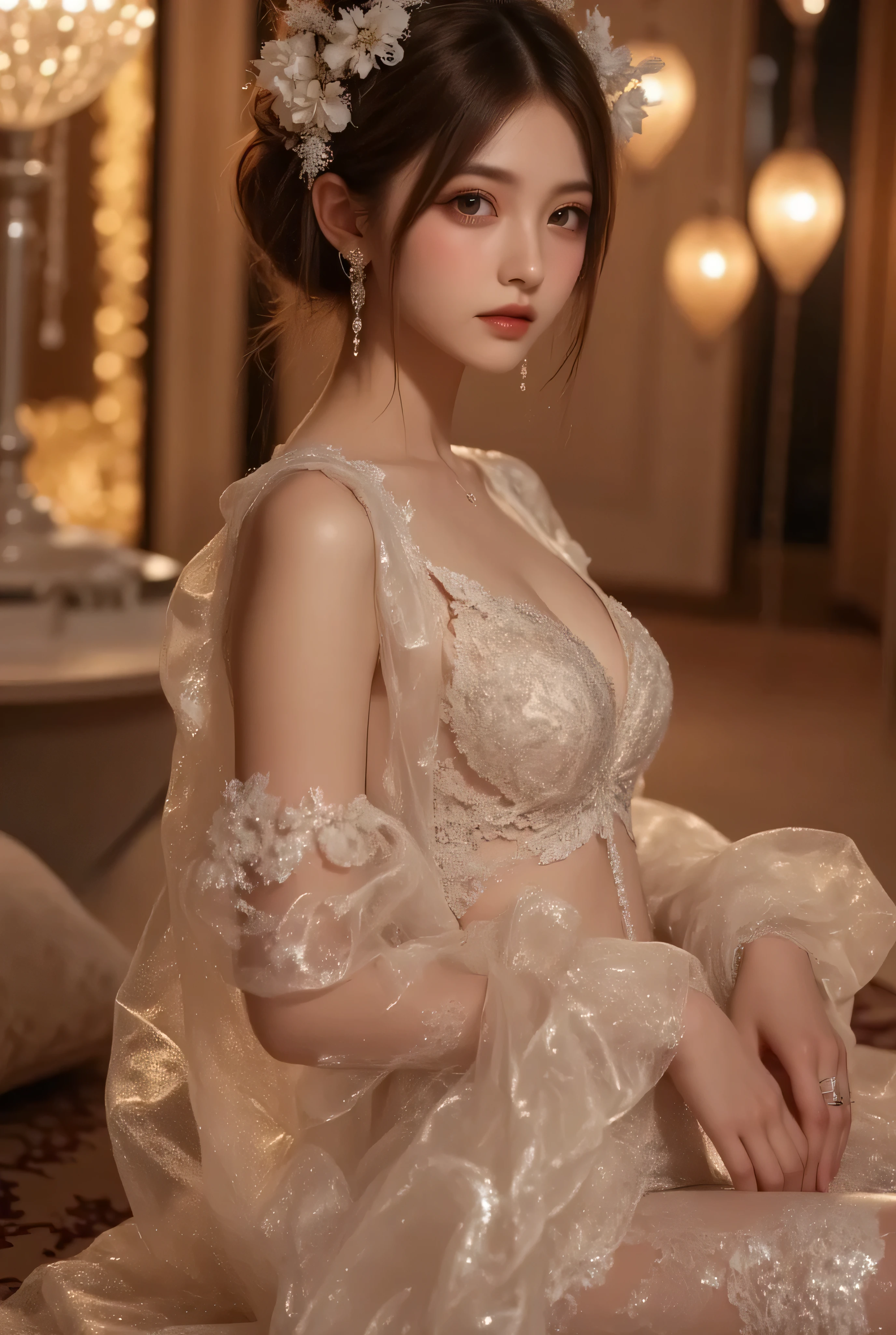 silver lace thong&Good, (((Very elegant and beautiful, Perfect detail, Super detailed))), whole body, The most detailed girl, Depth of written boundary, 美しく詳細なwhole body, Thin legs, 1 girl, 30 years old, Very short hair, Spiked Hair, Gray and silver hair, Beautiful detailed hair, Perfect Face, Expressionless, Beautifully detailed deep eyes, Open your mouth a little, Delicate arms and hands, Pale skin, Earrings, Beautiful and gorgeous necklace, Colorful background, HD background, Blurred Background, Very delicate and beautiful, Masterpiece, (((Highest quality, Very beautiful 8K CG wallpaper))), (((Trendy hairstyles))), (Inside the room,Stylish interior,window),