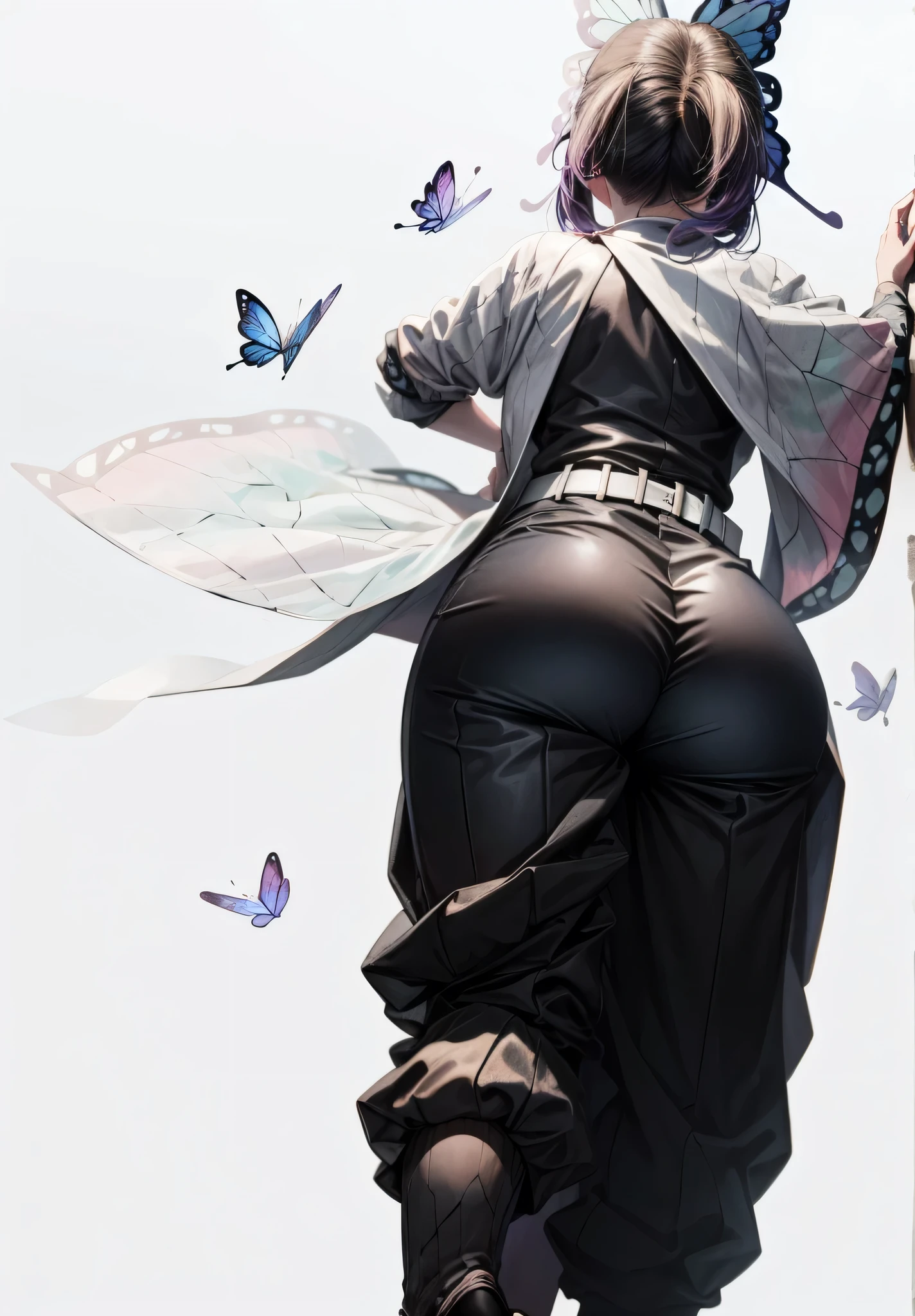 realistic1.49,photorealistic:1.49,film grain:0.4,(masterpiece),(intricate details),1girl,mature female,pale skin,large breasts:1.49
BREAK 
shinobukochou, <lora:shinobukochoutest:0.7>, shinobu kochou, animal print, black hair, butterfly, butterfly hair ornament, butterfly print, forehead, gradient hair, hair ornament, haori, multicolored hair, parted bangs, purple hair, short hair, two-tone ha
BREAK
moon,night,meteor,hanabi,((cumulonimbus)),((standing on the anywhere)),
((portrait)),from behind:1.3,depth of field,looking back