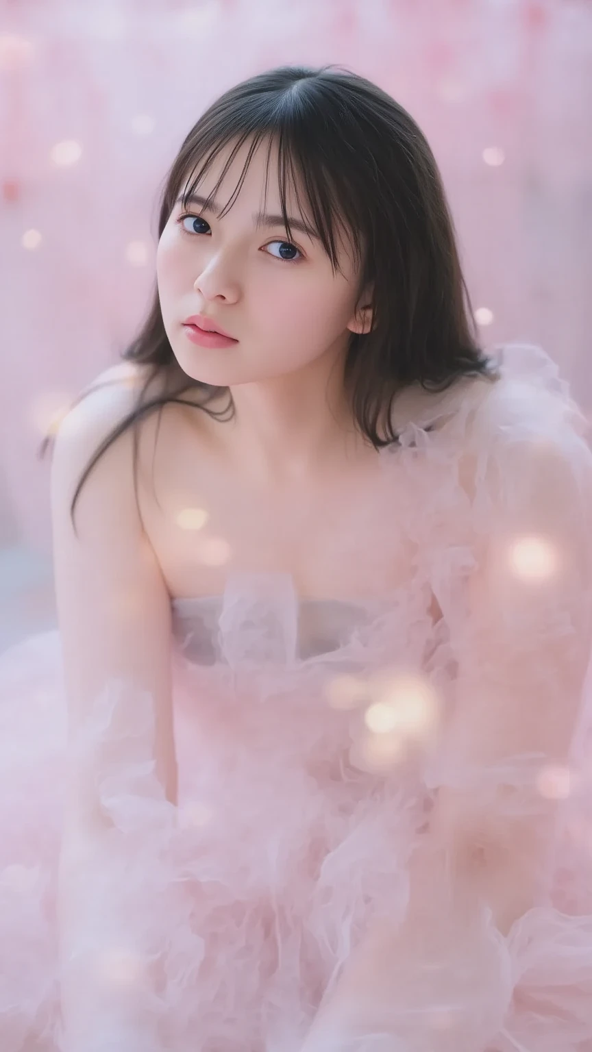 a girl white bra. Transparent small breasts