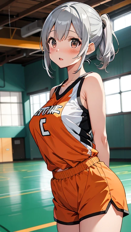 (beautiful detailed dark tan skin:1.7, beautiful dark-skinned female, tanned), (solo:2, 15 yo), (beautiful detailed ponytail), (beautiful detailed green hair long hair) (best beauty girl, cute yellow eyes, glossy lip, best enjoy smile, medium tits), in a gym uniform, navy blue buruma, break, in the school gym, BREAK, perfect anatomy, masterpiece, best quality, 16k, beautiful detailed summer, daydreaming expression.