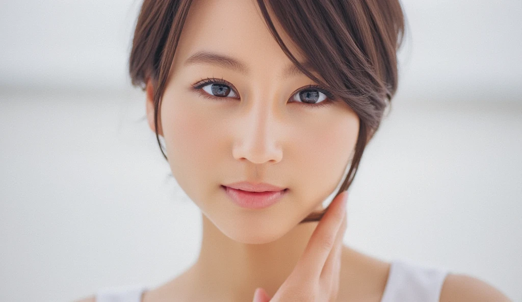 ((Highest quality, 8K, masterpiece: 1.3)), sharp: 1.2, Perfect Body Beauty: 1.4, Slim Abs: 1.2, ((Layered Hairstyles, :1.2)), (White Button Short Sleeve Shirt: 1.1), (street: 1.2), Wet: 1.5, Highly detailed face and skin texture, Beautiful Eyes, double eyelid, Looking at the camera, Mori