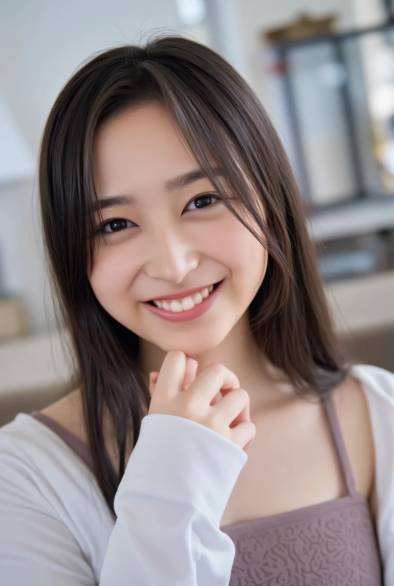 (masterpiece, highest quality: 1.2), 1 girl, ((beautiful breasts, see-through nipples)), (((sexy bra, string panties,))), (((raise arms)), ((has bangs, medium long hair)), beautifully detailed eyes, beautifully detailed lips, highly detailed face, long eyelashes, sharp focus, highly detailed, bedroom,