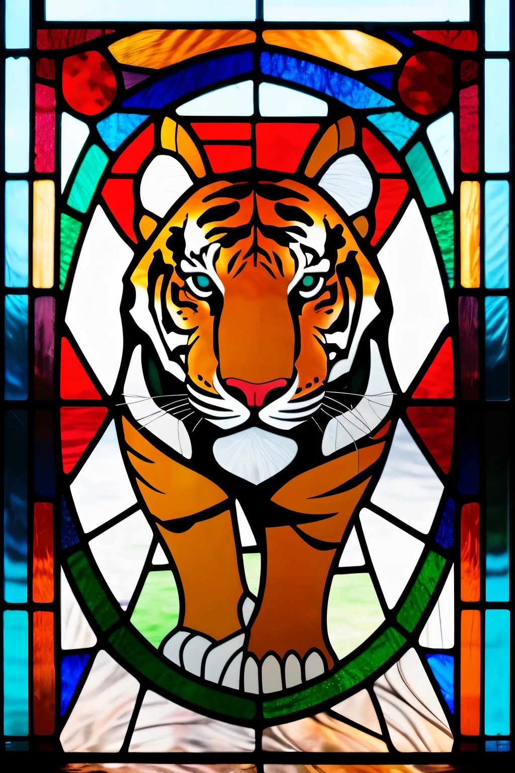 Stained glass style tiger