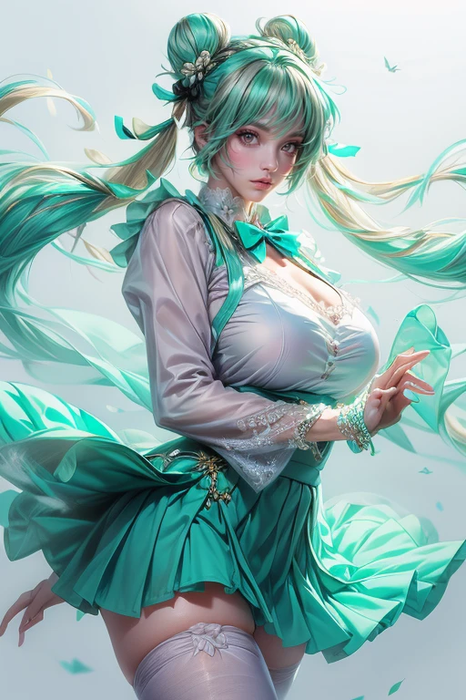 (masterpiece, best quality, extremely detailed 8k, ultra hd, ultra-detailed, highly detailed, highly realistic, photo realistic), (korean, 1girl:1.5), (highly proportional head, 1head:1.5), (beautiful realistic face, detailed realistic face), (high detailed realistic tosca green hair, beautiful realistic hairstyle), (beautiful realistic eyes, high detailed realistic eyes, proportional eyes, high detailed pupils), (high detailed realistic natural eyebrows), (high detailed realistic lips, beautiful realistic lips, pink lipsticks, sexy lips), (high proportional realistic breasts, realistic medium breasts), slender abs, highly detailed skin, full body view, full body shot, hands back,