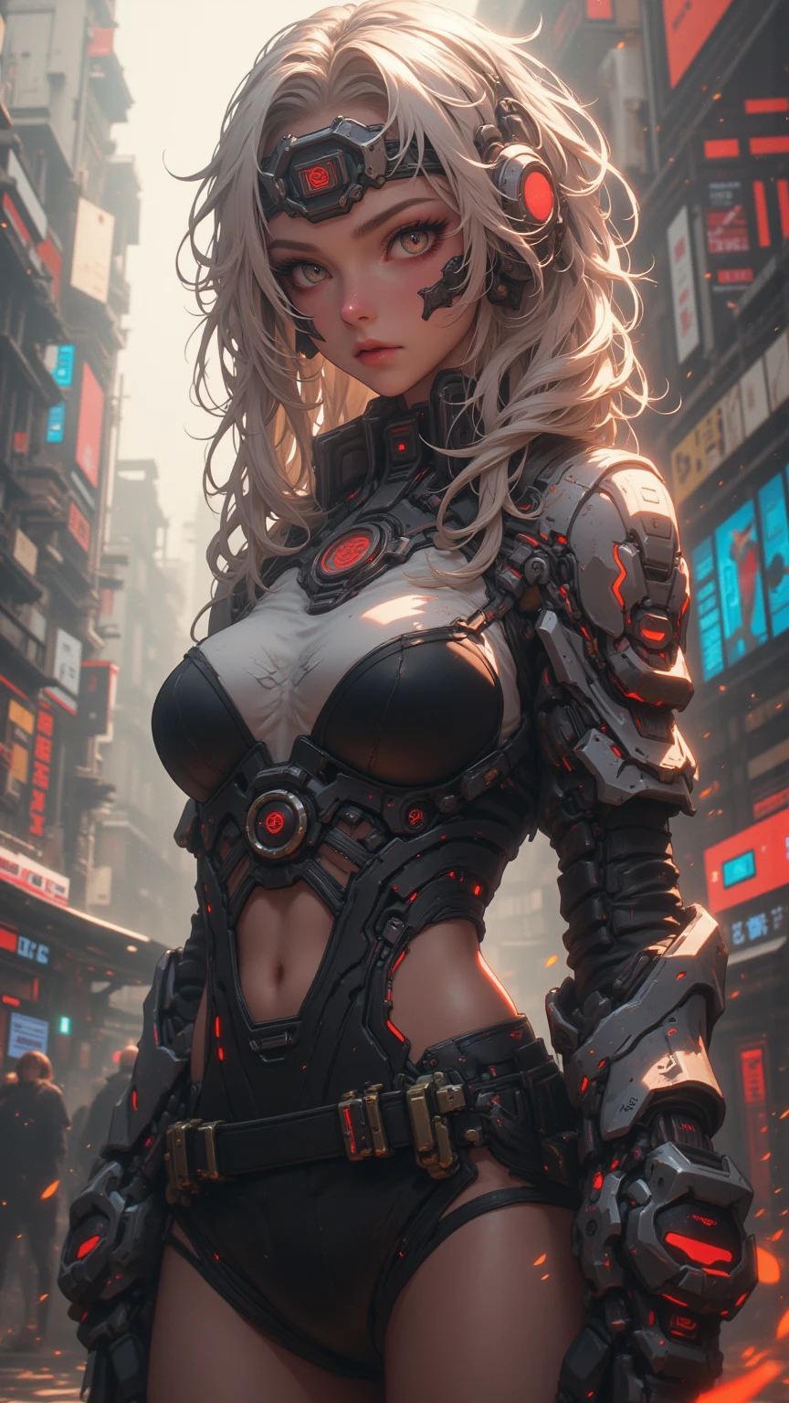 (masterpiece), (premium), Sunset, natural lights, ,(realist:1.5), incredibly beautiful, blue police uniform, black wrapped short, Skirt, short_blonde hair, diffuse_hair, Tanned, wearing an unbuttoned police uniform, neckline, sexy, sensual, hazel eyes, smiling, pose sexy, athletic, looking at the viewer, eye contact, incredibly beautiful mujer policía de 20 años, modern metropolis, evening, Neon lights, evening, patrol, police car in the background, dynamic pose, action pose, detailed modern day city in background, seductive, seductive_pose, natural lights, neckline, athletic body, medium breasts, Upper part of the body, Medium shot, masterpiece, detailed, maduro, bright colors, high saturation, chica incredibly beautiful, precise hands, determined expression, Serious, brave, Corajudo, light eyes, bright Eyes,, Ultra Definition, Higher resolution, (Whole body)