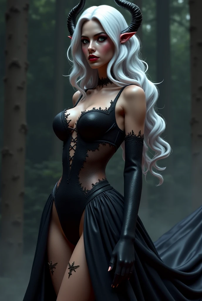 blonde with long hair mistress of the dead, full body with legs and feet
