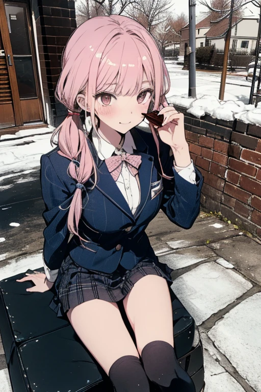 Double Peace Sign,Pink Panties,Big breasts with legs spread,High Resolution 1girl Ahoge Bobby_pin bow bowtie braid brOwn_目s collared_shirt dojikko_Temporarily stop_shirt frilled_shirt_Color Free Joint_skirt frills hair_bow hair_ornament hairpin hand_in addition_Own_head, heart, heart_hair_Decorative hood_jacket jacket lin additiong_Pentagon Pink_hair plaid plaid_Ribbon Check_Pleated skirt_skirt shirt shoelaces shoes simple_background sitting skirt solo star_(symbol) twin_Braided Warisa White_Inside the train_Knee socks, whole body