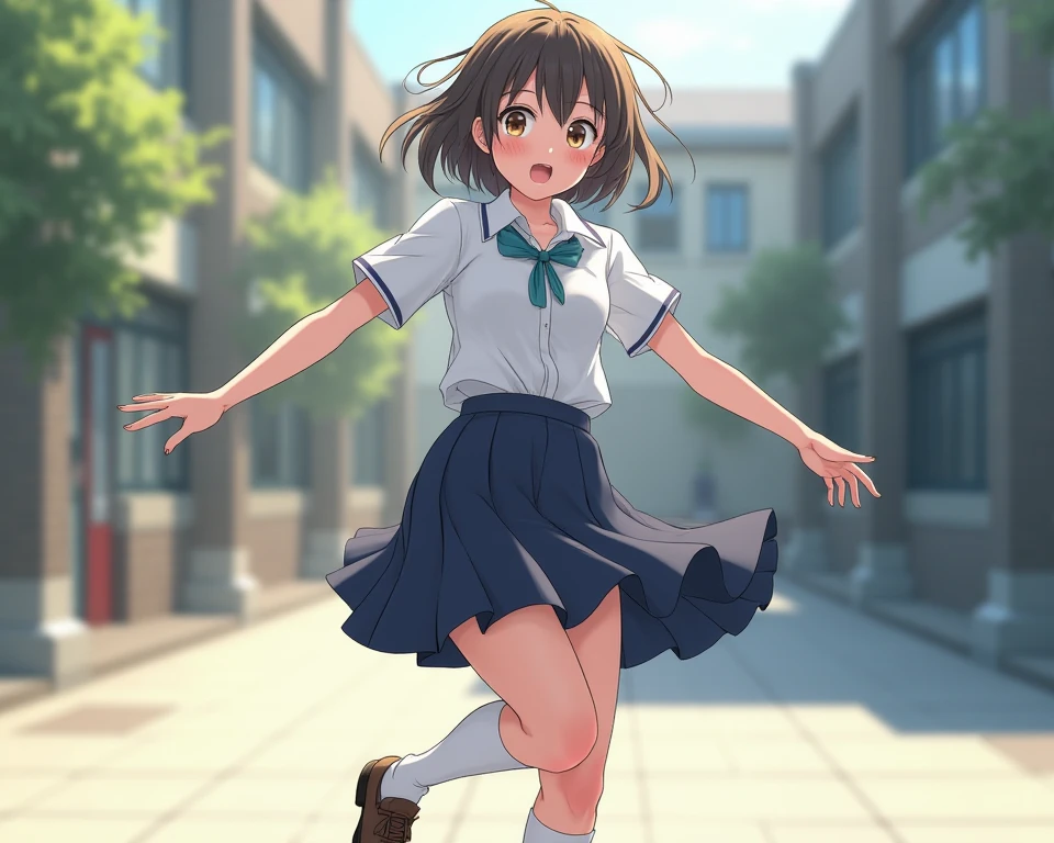Schoolgirl falling
