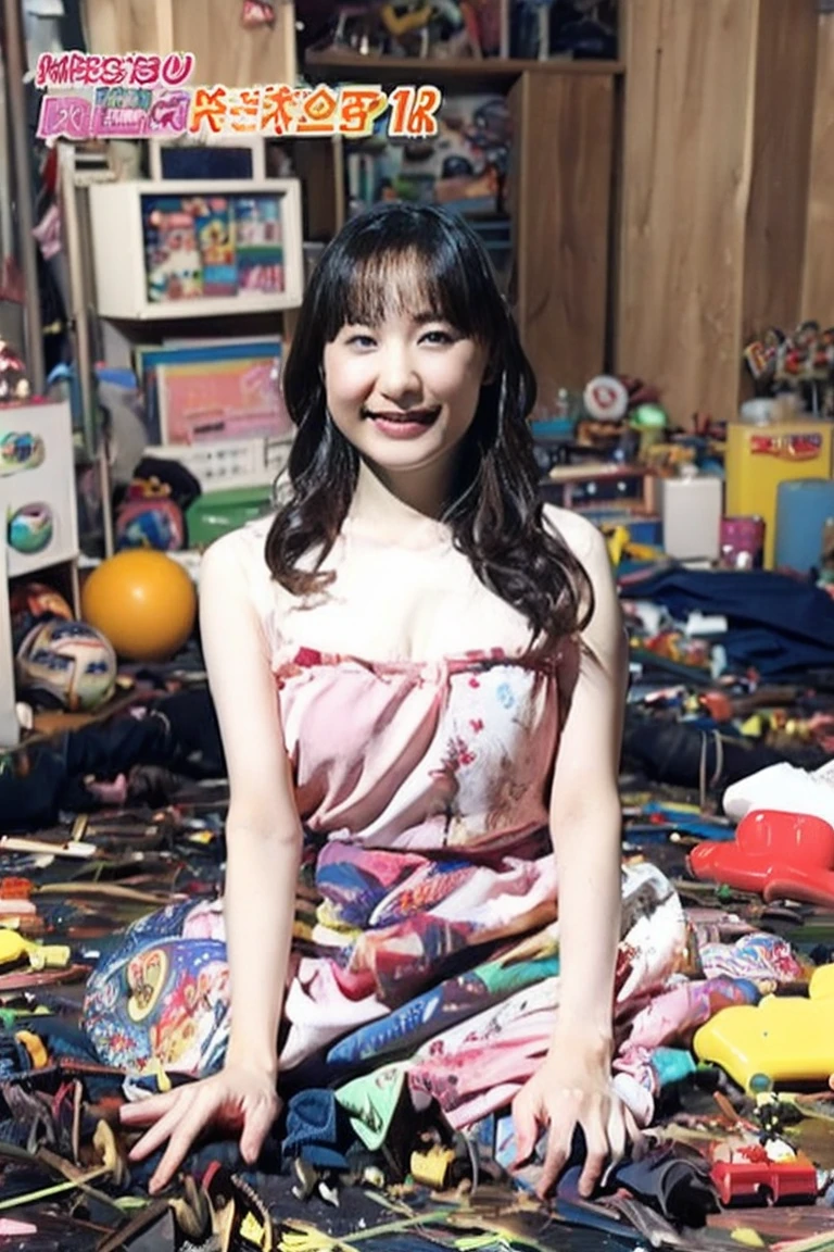 A young asian woman with long dark hair wearing a patterned dress, smiling at the camera
